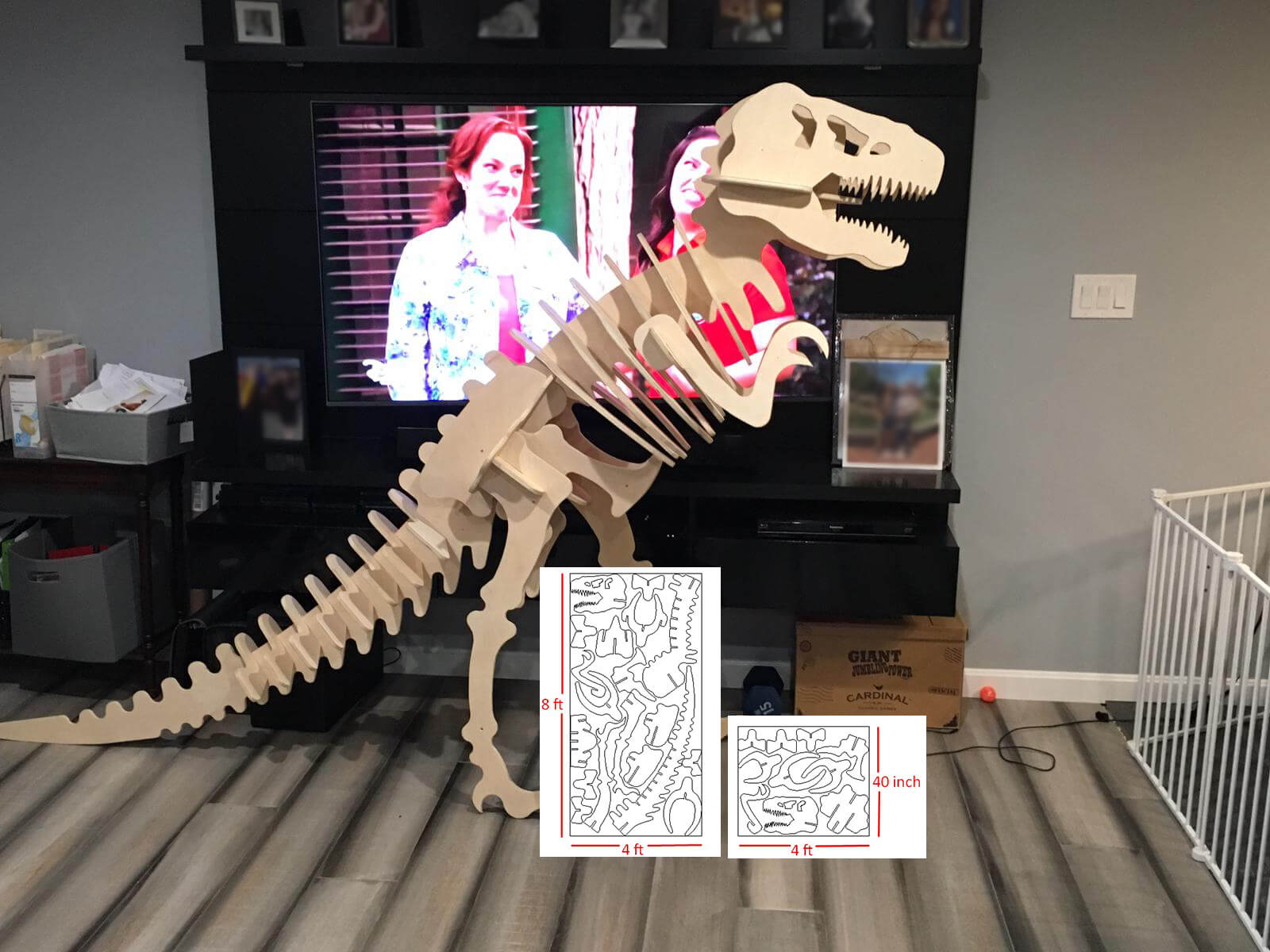 Wooden T-Rex sculpture